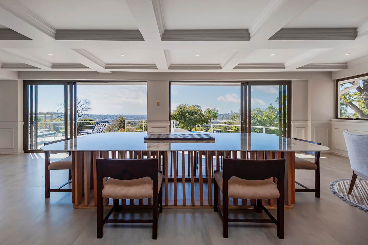 Dining room with city views