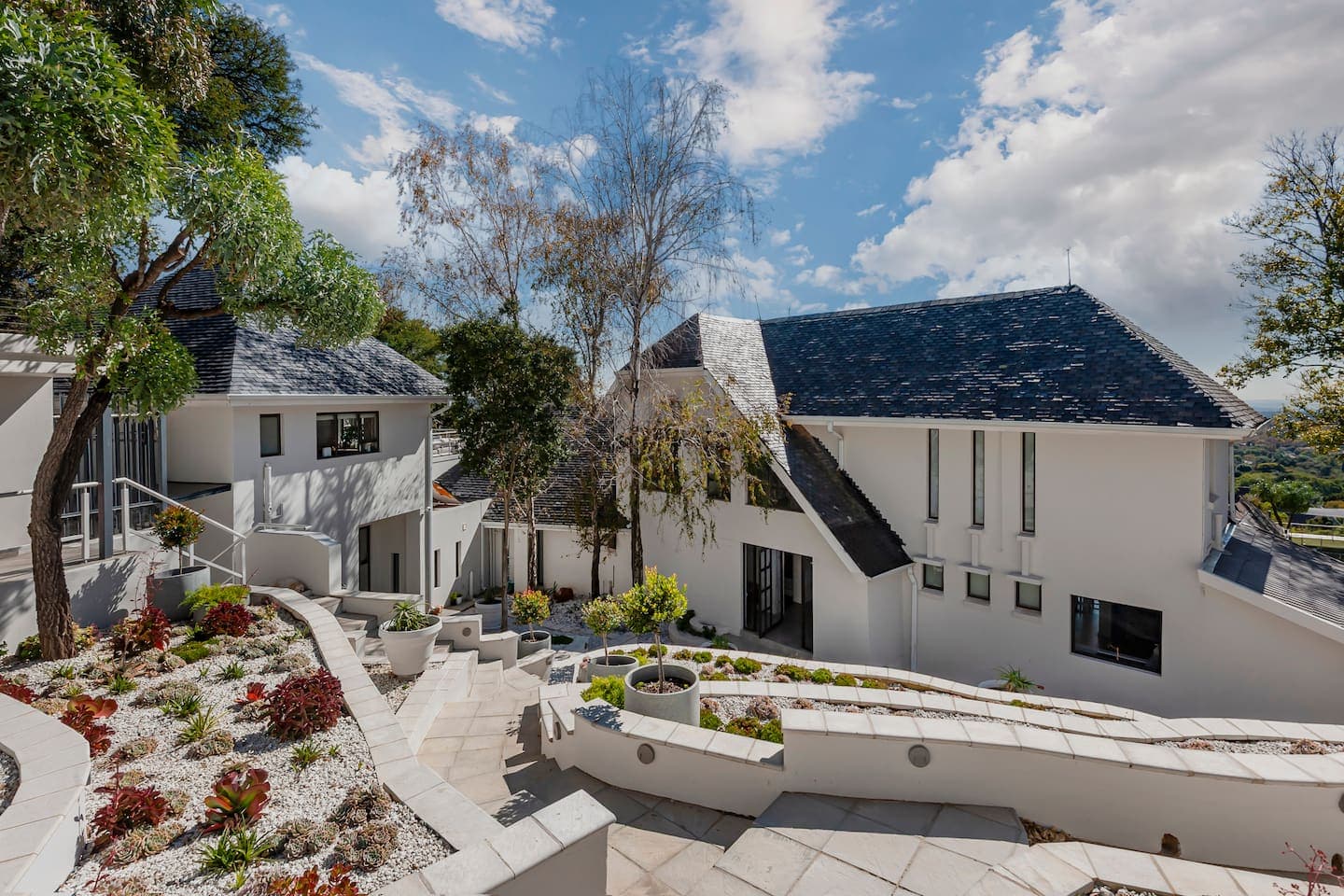 The villa and its landscaped garden